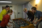 The heavily trafficked Fußball table.
