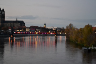 Evening lights in Magdeburg.
