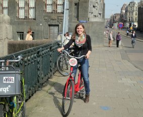 Biking through Amsterdam!